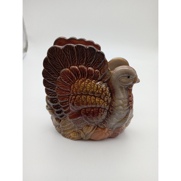 Vintage Turkey Salt & Pepper Shakers Glazed With Napkin Holder - Picture 10 of 12